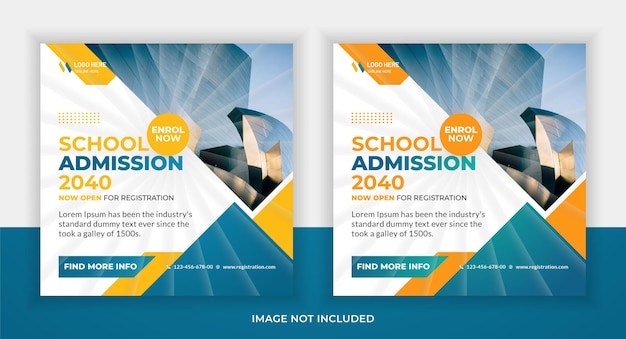 school admission education social media post and web banner template design