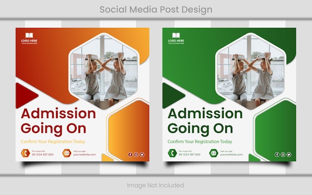 School admission or education social media template premium vector, back-to-school social media post