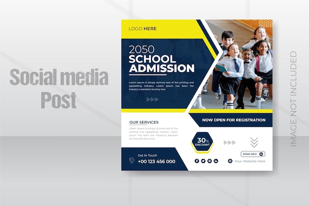 School admission elearning social media post and web banner template