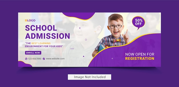 school admission facebook cover photo and web banner design template