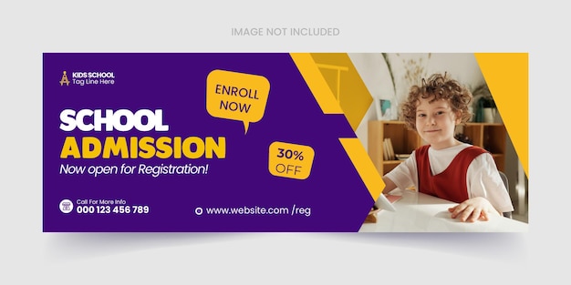 School admission facebook cover or social media web banner template