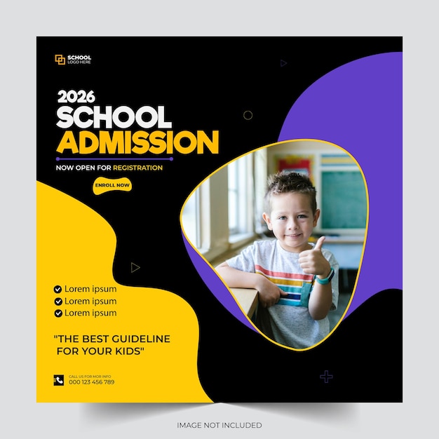 School admission facebook social media post and web banner template