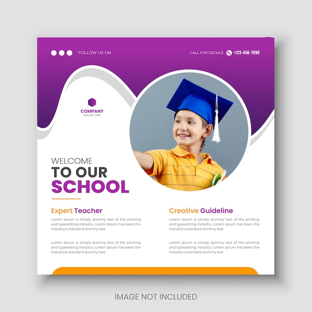 School admission facebook web banner and social media cover design template