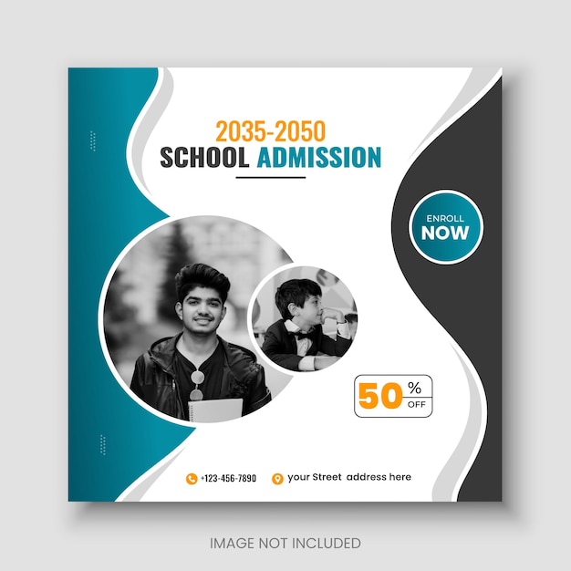 School admission facebook web banner and social media cover design template