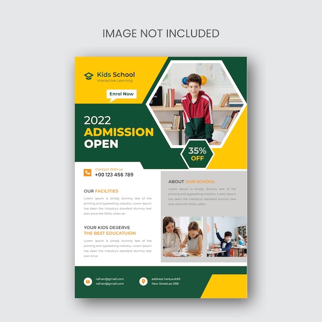 School admission flyer design with vector