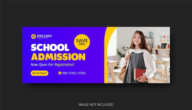 school admission flyer or facebook cover banner design template