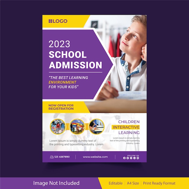 Vector school admission flyer template design