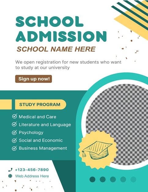 Vector school admission flyer vector template