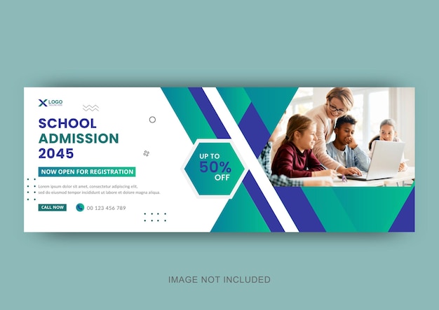 School admission going on social media cover design and  web banner design editable template