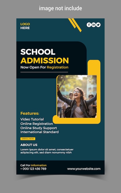 Vector school admission instagram and facebook post story design template