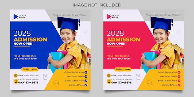 School admission Instagram post template for junior and senior high school promotion banner