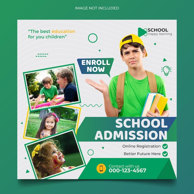 School admission Instagram post template for junior and senior high school promotion banner