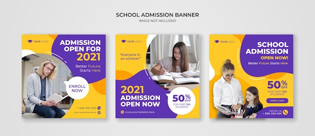 School admission instagram post template. Suitable for junior and senior high school promotion banner