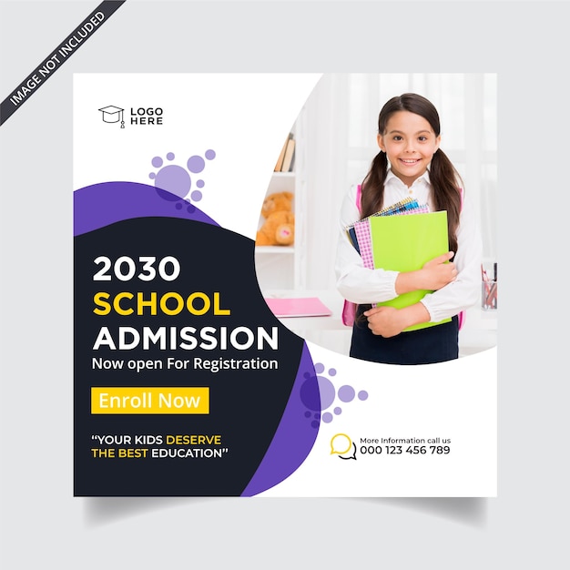 School Admission Instagram social media Post template