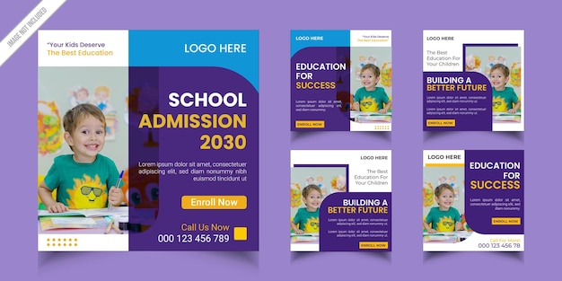 School Admission kids social media post template