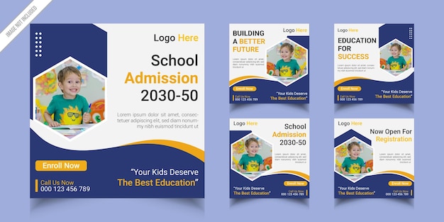 School Admission kids social media post template