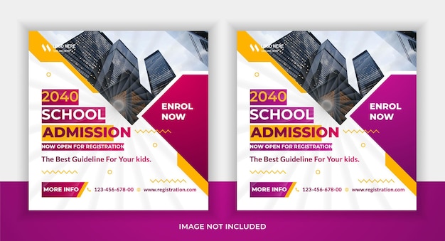 School admission marketing social media banner template design