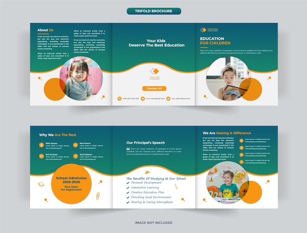 School admission modern trifold brochure design template