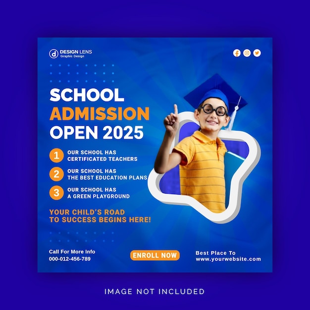 School Admission Open Social Media Post Instagram Banner Template