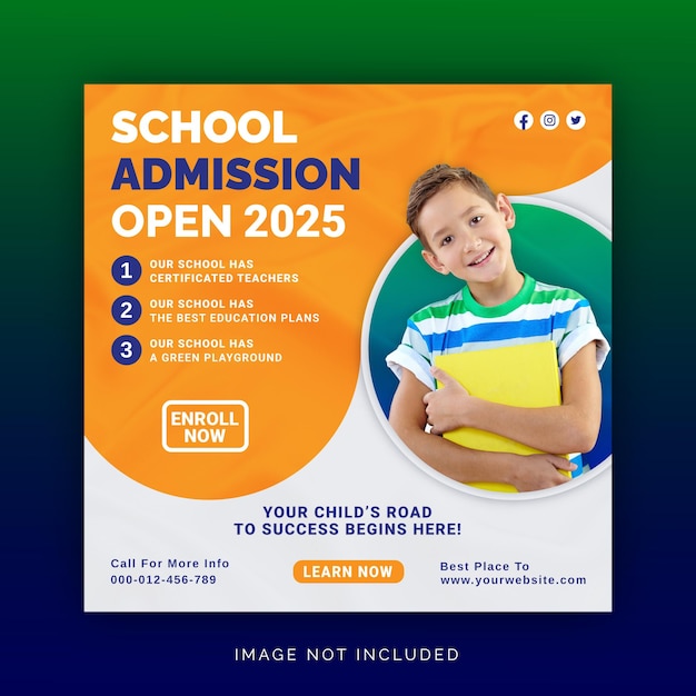 School Admission Open Social Media Post Instagram Banner Template