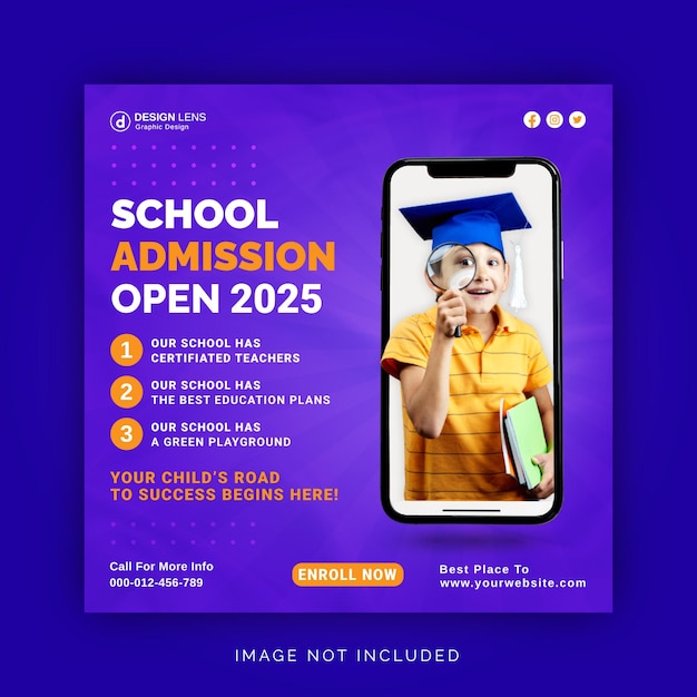 School Admission Open Social Media Post Instagram Banner Template