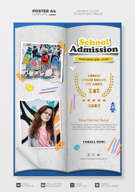 School admission poster A4 template