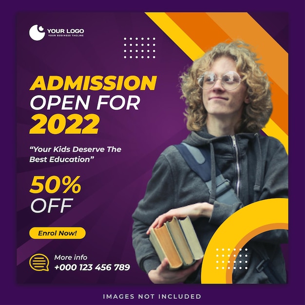 School admission promotional instagram banner or social media post template