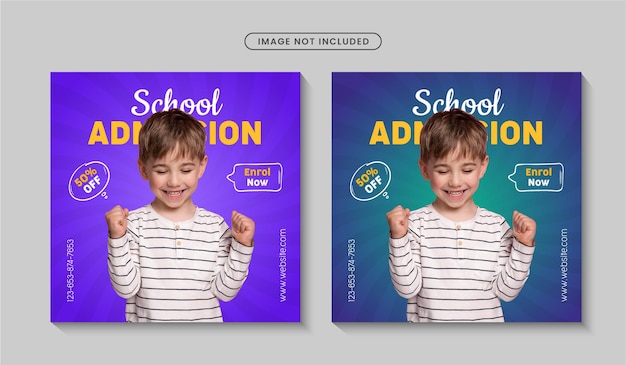 School admission promotional instagram post or back to school banner template Premium vector