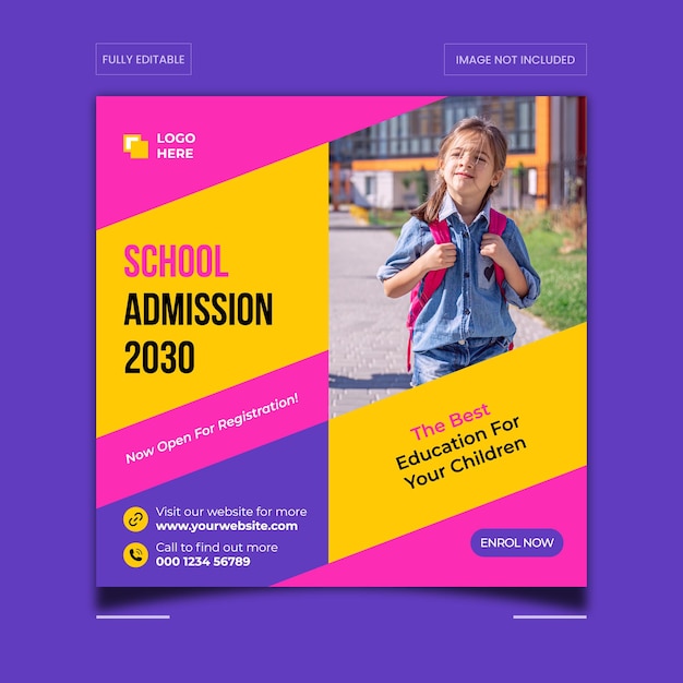 School Admission Social Media Banner Design