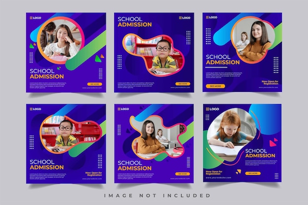 School Admission Social media banner and Instagram post template set