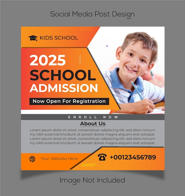 School admission social media banner post design or Banner template for back to school admission