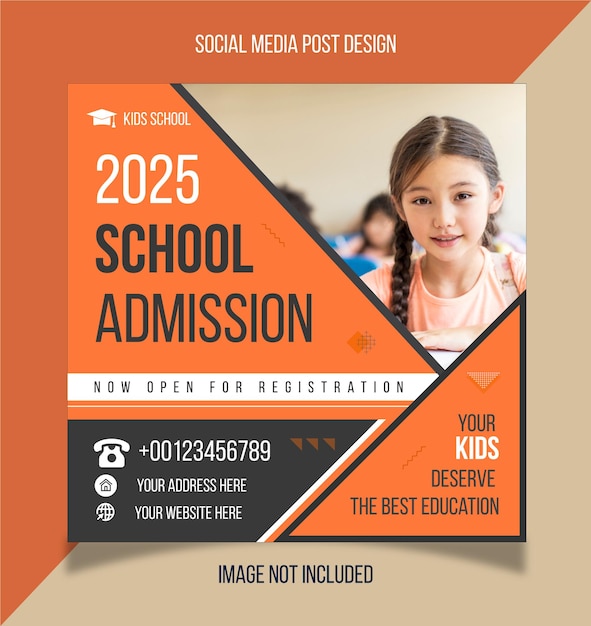 School admission social media banner post design or professional Banner template for back to school