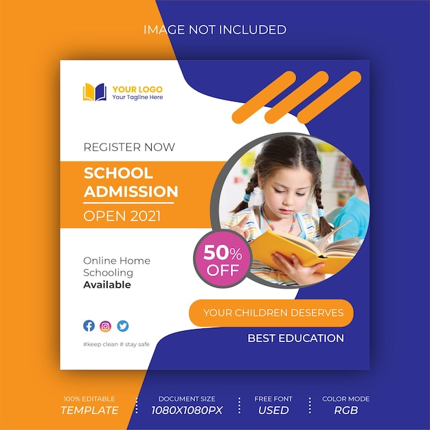 School Admission Social Media Banner Post Design