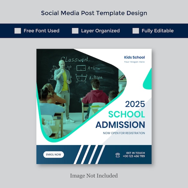 School admission social media banner template Premium