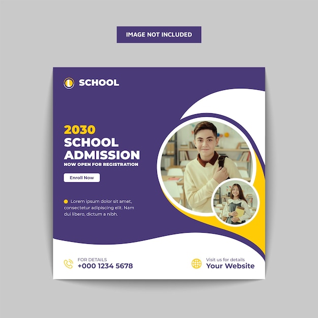 School admission social media banner template