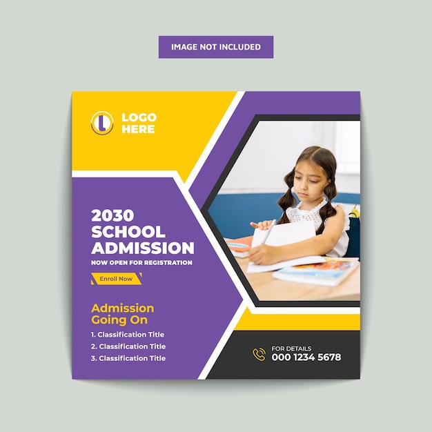 School admission social media banner template