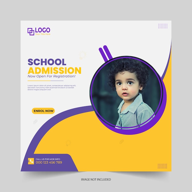 School admission social media cute post template