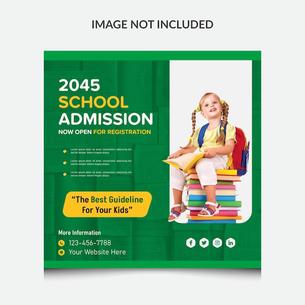 School admission social media design and promotional Instagram banner