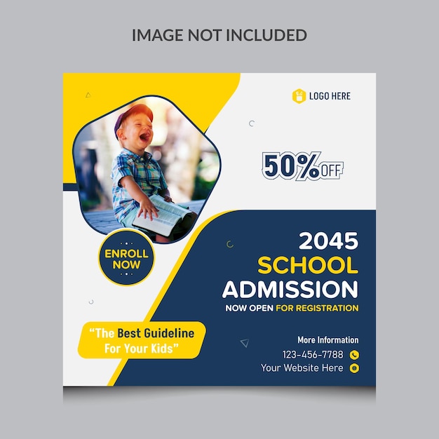 School admission social media design and promotional Instagram banner