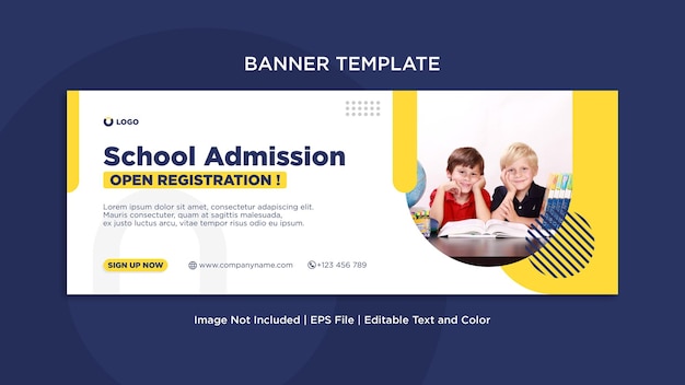 School admission social media facebook cover or banner template