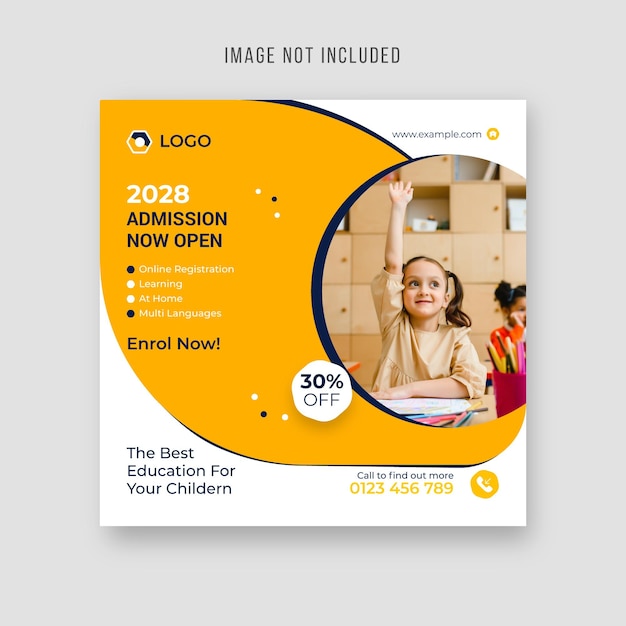 School admission social media or flyer design instagram post template