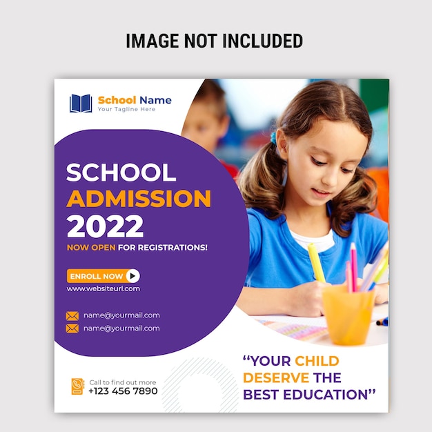 School Admission social media Instagram Post Banner template