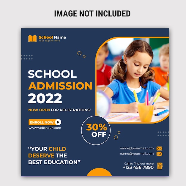 School Admission social media Instagram Post Banner template