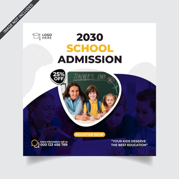 School admission social media or instagram post banner template