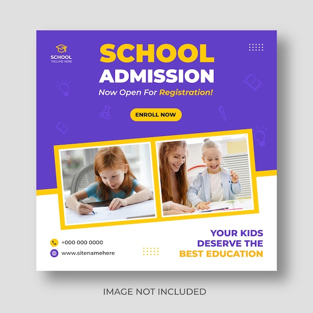 School admission social media post banner design template