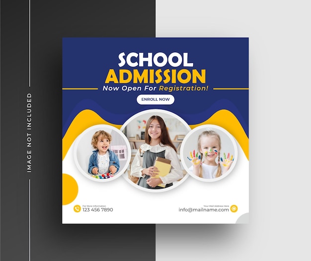 School admission social media post banner design template