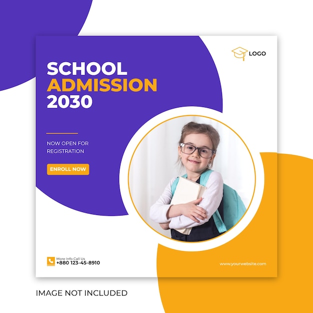 School admission Social media post and banner design template