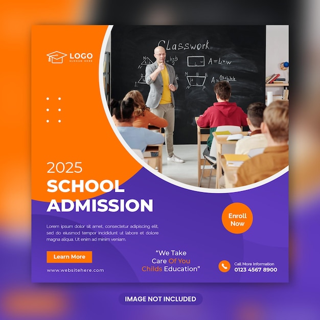 School admission social media post banner template