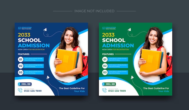 School admission social media post banner template