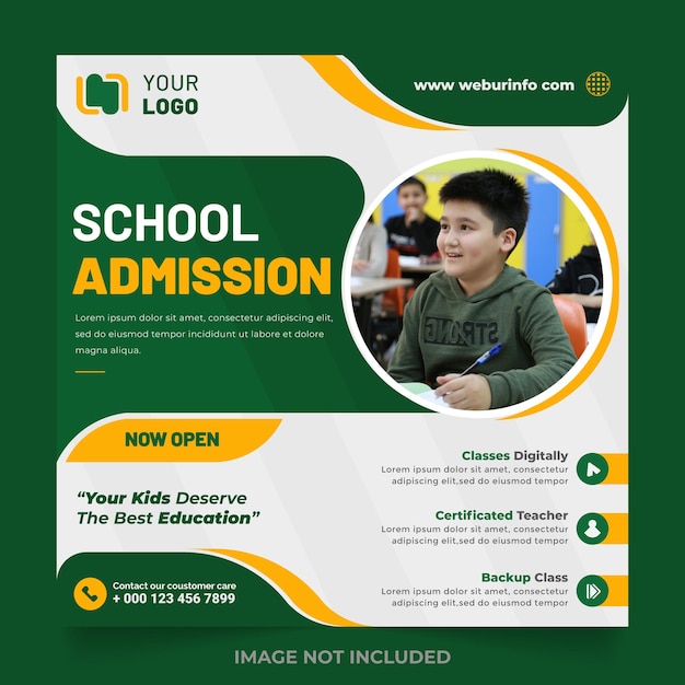 school admission social media post banner